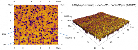 Caractérisation morphologique par AFM d’un mélange de polymère ABS/PP.